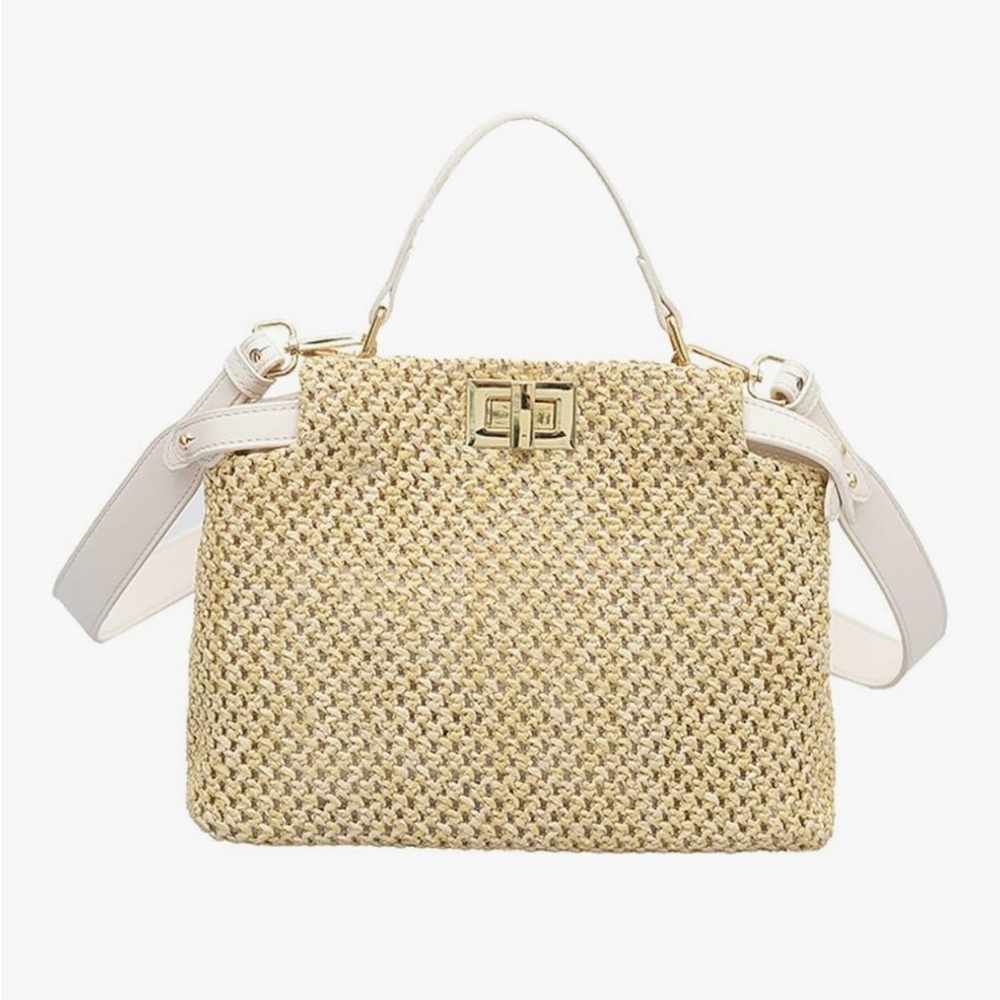 Source Unknown Beige Woven Shoulder Bag